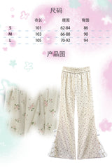 ROSE ISLANDスリムフィット ワイドレッグパンツ フローラルコットン