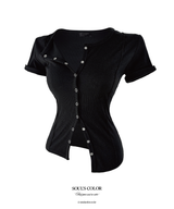 [MADE] Vivien snap button top (3color)