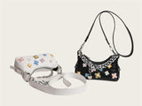 Color Flower Baguette Crossbody Bag