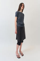 Shirring Ringer Top / Charcoal