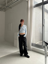 BLACK STRIPE WASHING DENIM PANTS