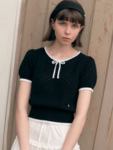 RIBBON SKASHI HALF KNIT BLACK