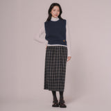 SIMPLE LINE KNIT VEST (Navy)
