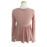 Rozy Babydoll Flare Ribbed Long Sleeve Tee