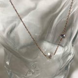 (silver925) Pearl cubic necklace *silver