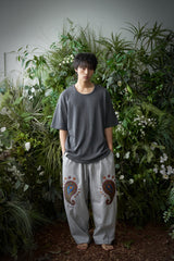 EエッセンシャルプリーツUネック 1/2 Tシャツ (Charcoal)
