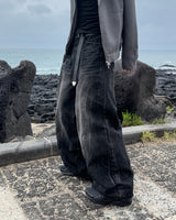 Shard crack wide denim pants