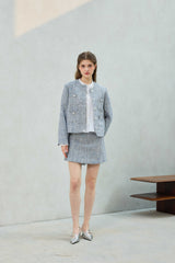 CHERISH TWEED SKIRT PANTS / SKY BLUE