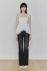 ローズシャーリングトップス white
