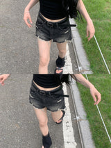 Ash & Ocean Damage Washing Denim Shorts (2 colors)