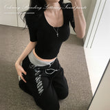 Senit Color Block Rhinestone Wide Training Pants