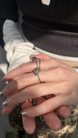 Silver balls layered 4ring SET
