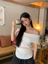 パーティーパールオフショルダー半袖Tシャツ