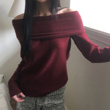Goming イヤーエンドルックブラシ オフショルダーニット