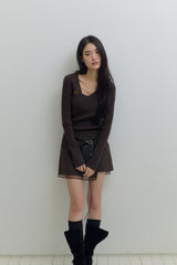 [MADE] Organza Layered Mini Skirt (dark brown)