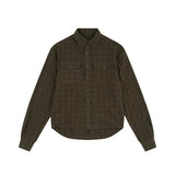 Textured Crop Check Shirt - Brown