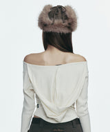 FAUX FUR LOGO EARFLAP CAP_BROWN