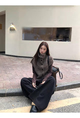 Multicolor Turtleneck Knit Vest 