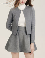 Bobby Pearl Point One Burton Crop Cardigan GRAY