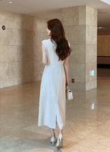 Celia Shirring Turdle Sleeveless Long One Piece