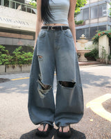 Pave Vintage Damage Balloon Denim Pants