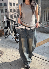 [Unisex] ダメージウォッシングノースリーブ(4color)