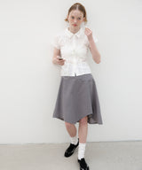 Striped Asymmetric Skirt - Grey
