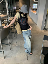 キャットウェスタンカラーロングノースリーブTシャツ