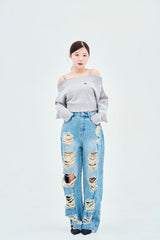 damage denim pants