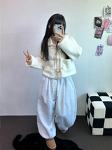 フリースピカブル❤ストリング ❤マルチピンタックバルーンロングパンツ🩶🖤🤍5カラー