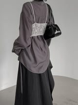 リアシャーリングシースルーバルーンシャツ