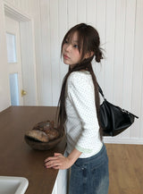 26SS★ [MADE] Lion Dot Round Three Quarter Sleeve T-Shirt Cardigan