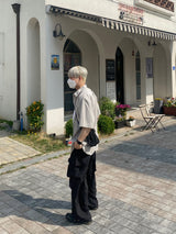 Platinum Grey Nylon Cargo Balloon Pants 2C