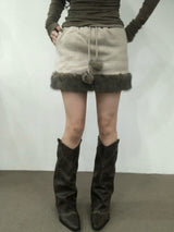 Soft Fur Brown Sweat Skirt