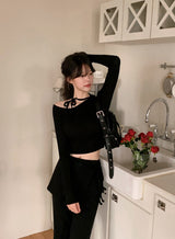 FR ワンショルダースリム長袖Tシャツ (3color)
