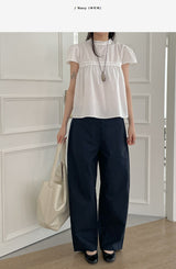 Curved Cotton Barrel Pants