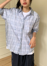 Rimu Summer Loose-Fit See-Through Check Shirt