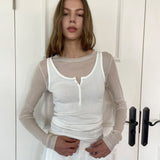 Sheer Tencel T/Shirts_Beige
