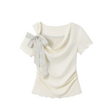 Zelia Check Ribbon Tee