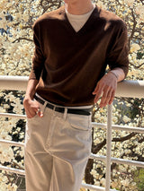 Layered crop v neck knit(4color)