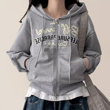 Leo Vintage Lettering Cropped Hood Zip-Up