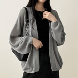 Amit Bolero Loose Fit Puff Knit Cardigan 