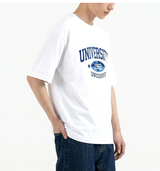 オーバーフィットクルーネックユニバーシティカーモ半袖Tシャツ ホワイトブルー