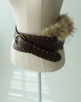 a mink fur ethnic wide belt