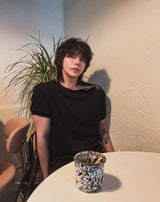 Cave Rib Diagonal Zipper Short Sleeve T-shirt