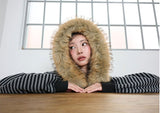 STRIPE WINGS FUR HOODIE ZIP-UP