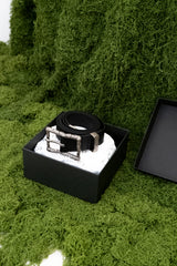 CRUSHED TRYPO COW LEATHER BELT (BLACK)