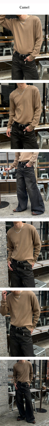 [Unisex] ピグメントワッフルニットスリーブ (3color)