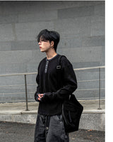 フィンガーホール ヘンリーネック ワッフル リンガー Tシャツ