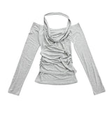 Drape Cowl Neck Halter Off-Shoulder